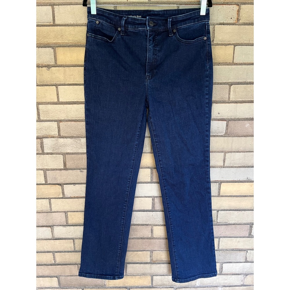 Talbots High-Waist Barely Boot Jeans Dark Wash Denim Size 8 Stretch Blue